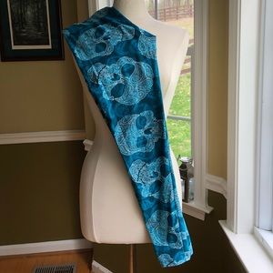 LuLaRoe LLR Sugar Skull Leggings Teal One Size